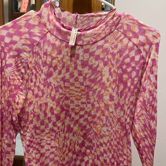 Free People Pink and Peach Printed Long Sleeve Top - Picture 3 of 4